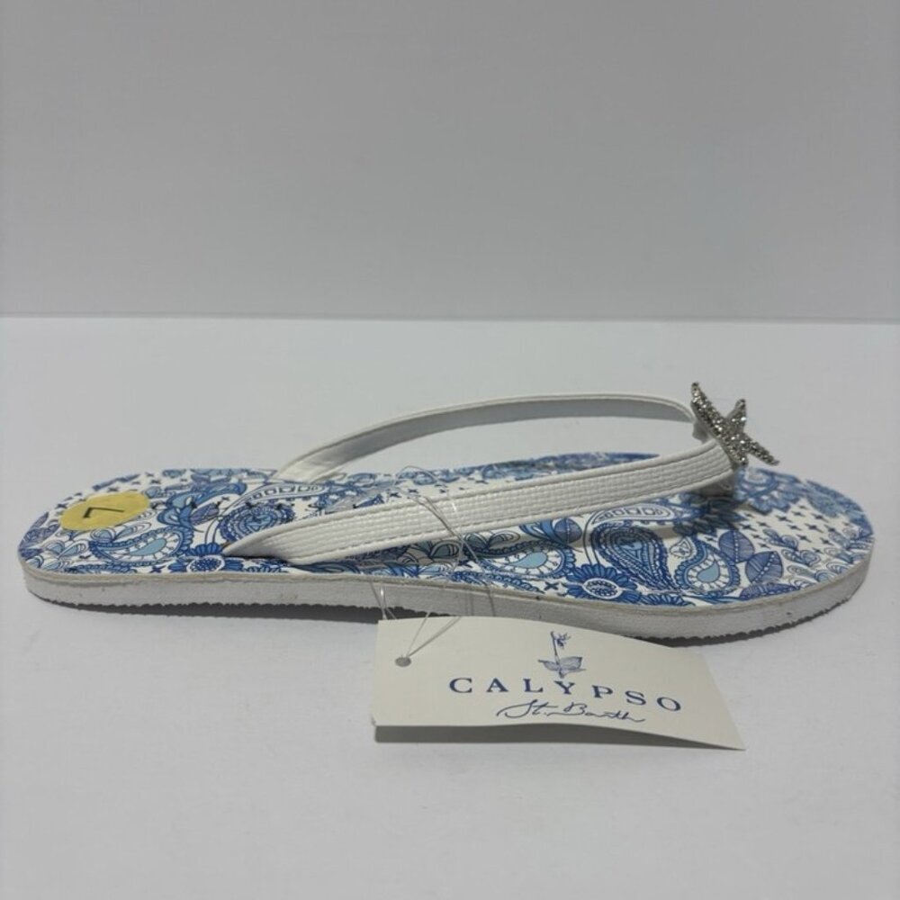 Calypso Women’s Mariner Blue Flip Flop Sandals, Size 7 M